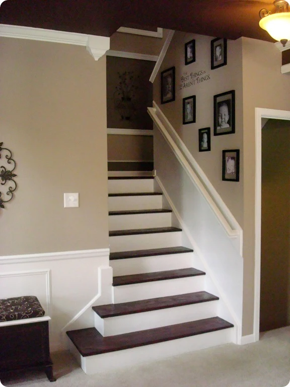 wood and white stair redo